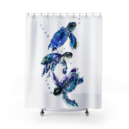 Coastal sea turtle shower curtains