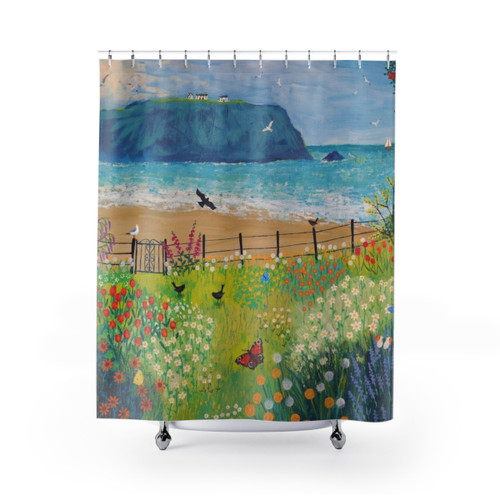 Garden Beside the Sea Shower Curtains - Featuring Landscapes, Seascapes, and Floral Designs