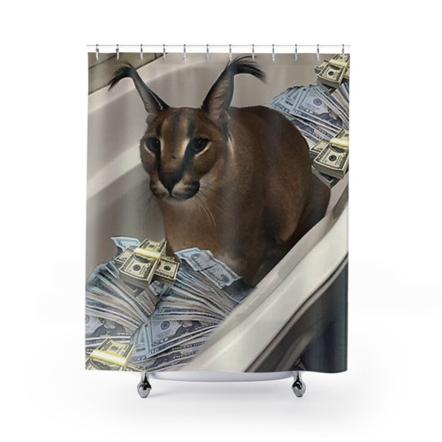 Big Floppa Cash Shower Curtains