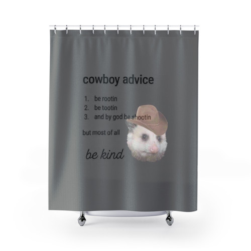 Cowboy Advice Shower Curtains - Kawaii Religious Parody