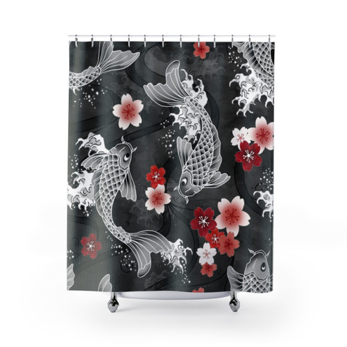 Koi and Sakura Blossom Shower Curtains