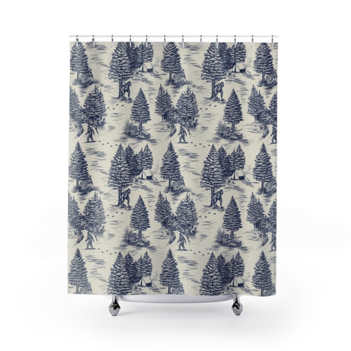 Bigfoot Toile de Jouy Blue Shower Curtain