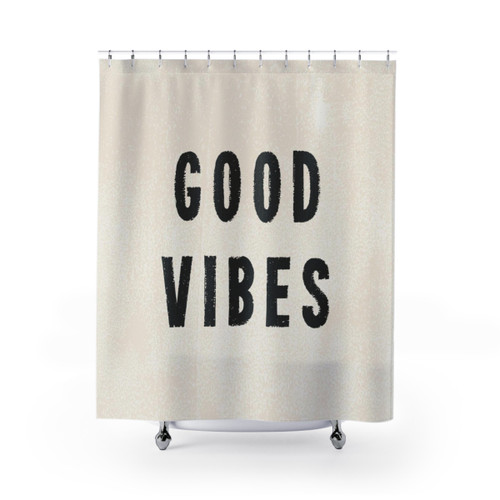 Grungy Distressed Ink Good Vibes Shower Curtain