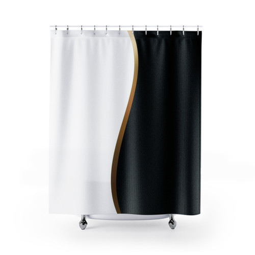 Black and white wave design modern shower curtain