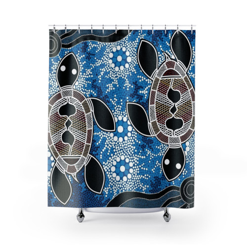 Aboriginal Art Sea Turtles Shower Curtain
