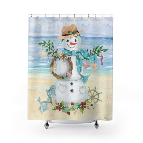 Coastal Christmas Shower Curtains