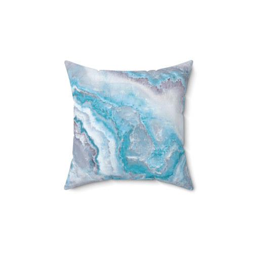 Luxury Mermaid Blue Faux Agate Marble Pillow