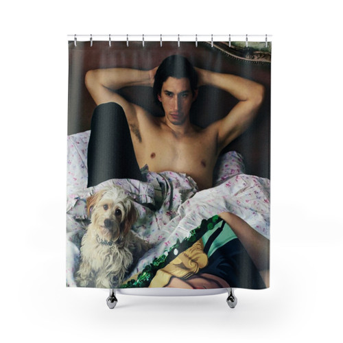 Adam Driver Shower Curtain with Dog Photoshoot