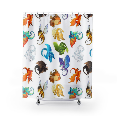Wings of Fire Pattern Shower Curtains with Fantastical Dragon Design