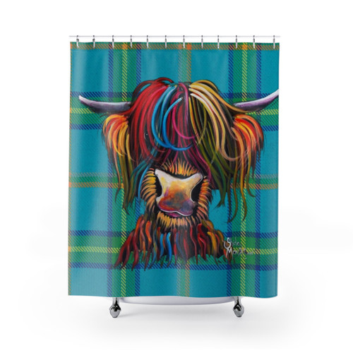 Highland Cow Tartan Shower Curtains