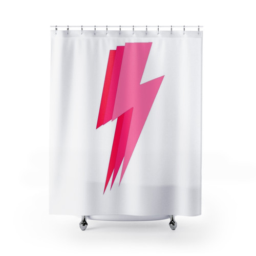 Pink Lightning Bolt Patterned Shower Curtain