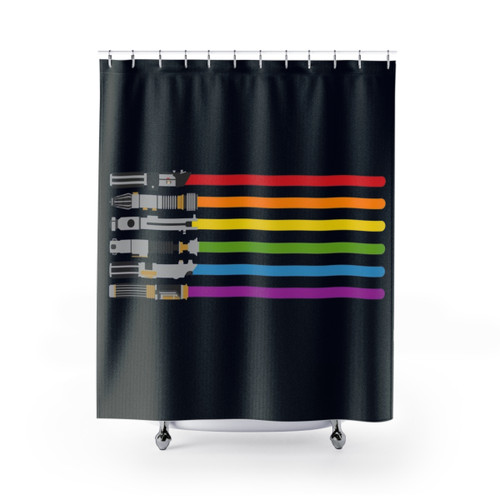 Vibrant Lightsaber Rainbow Shower Curtains
