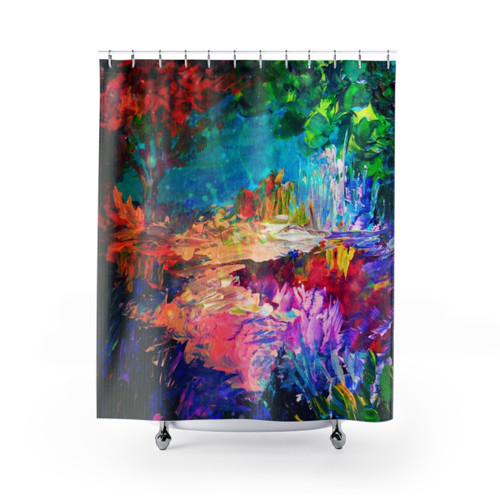 Bold Rainbow Multicolor Abstract Painting Shower Curtains