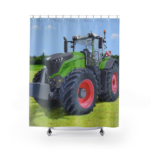 Green Tractor in Field Shower Curtain