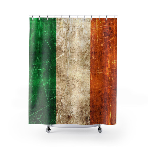 Vintage Aged and Scratched Irish Flag Shower Curtains