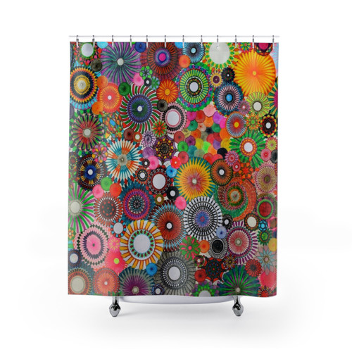 Colorful Spirograph Shower Curtains for Bathroom Decor