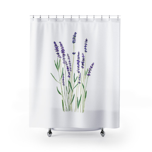 Handpainted purple lavender floral shower curtain