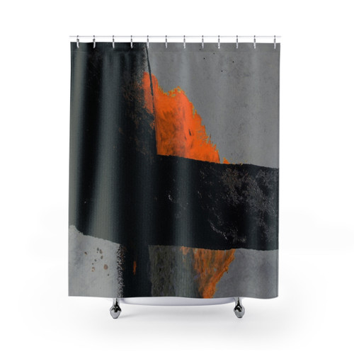 Minimalist Orange and Black Shower Curtains