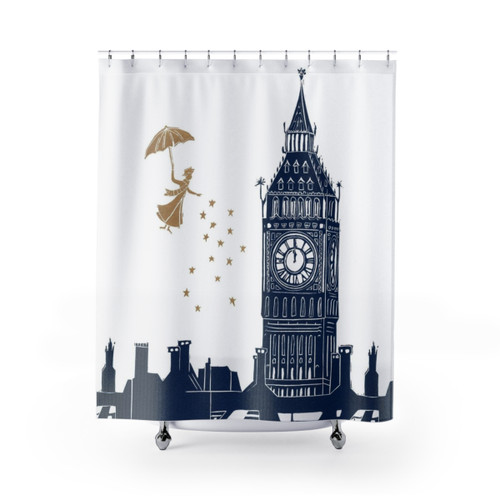 Mary Poppins London Linocut Shower Curtain