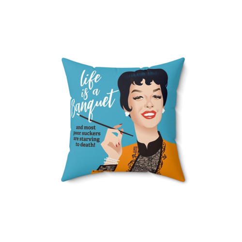 Banquet! Throw Pillow featuring Hollywood and Auntie Mame design