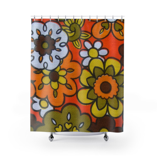 Retro Mid Century Modern Floral Shower Curtains