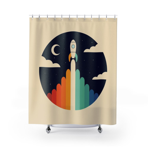 Up Shower Curtains with Celestial Space Adventure Design