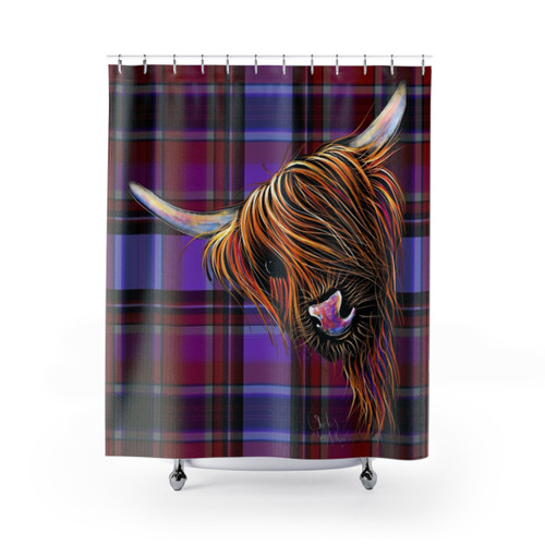 Highland Cow Tartan Shower Curtains