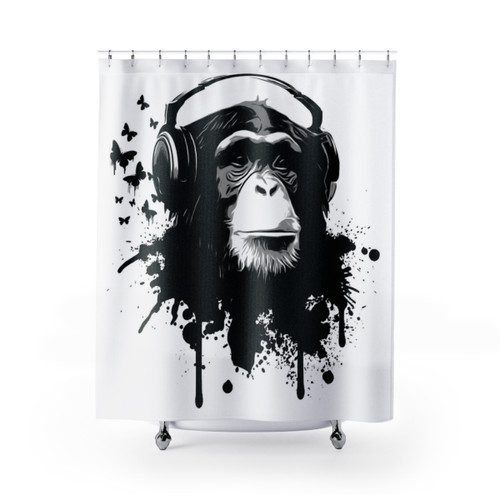 Monkey Business Shower Curtain with Funky Animal Print Pattern