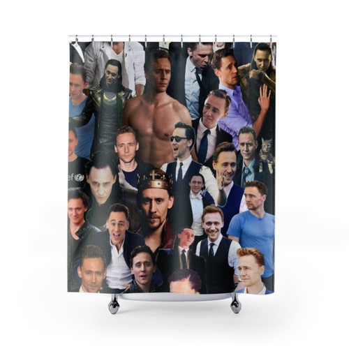 Tom Hiddleston as Loki Collage Shower Curtain