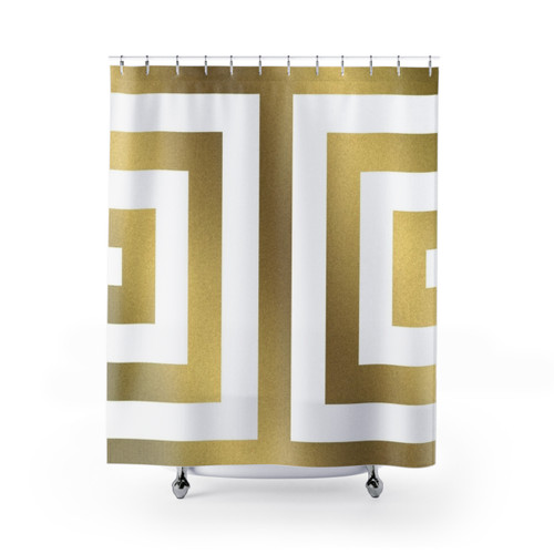 Gold Greek Stripes Luxury Shower Curtains