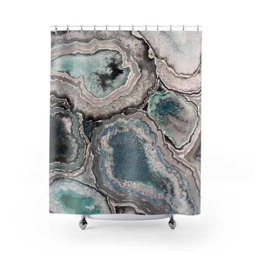 Organic Geode Pattern Blue and Teal Shower Curtain