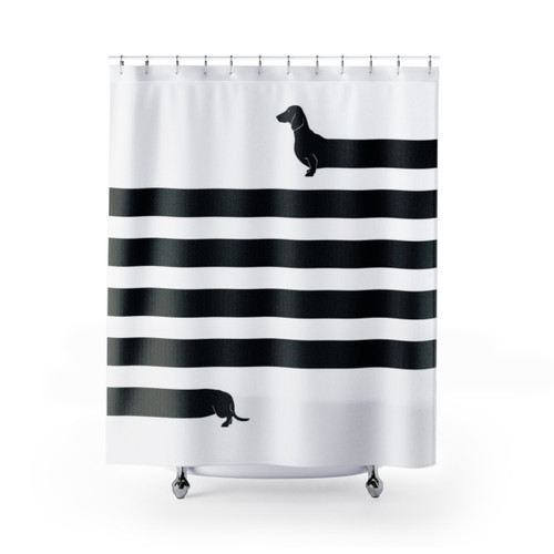Adorable long dog shower curtains