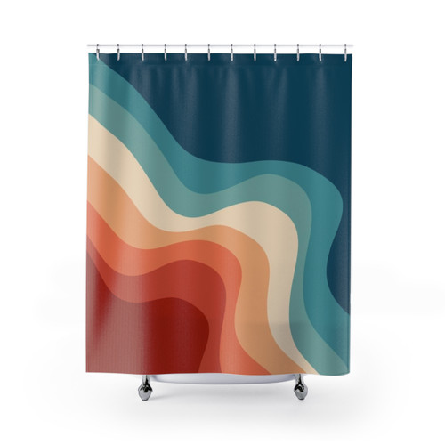Retro waves shower curtains