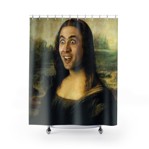 Funny Nicolas Cage Mona Lisa Shower Curtain