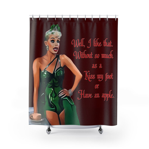 Red Holiday Shower Curtains with White Christmas Theme