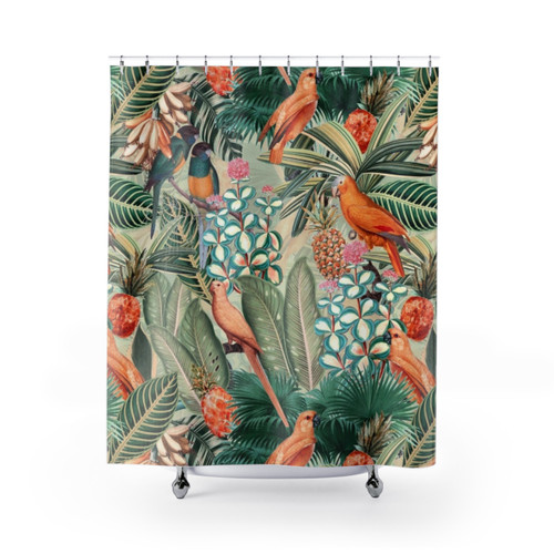 Vintage Tropical Bird Shower Curtains