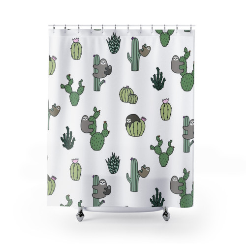 Cacti and Sloth Patterned Shower Curtain