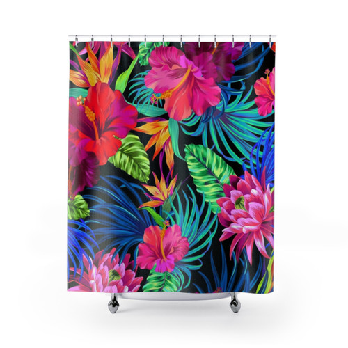 Tropical Hibiscus Pattern Shower Curtains