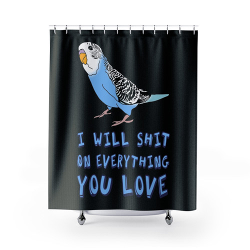 Blue Budgie Shower Curtains