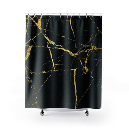 Luxe Black and Gold Marble Shower Curtains