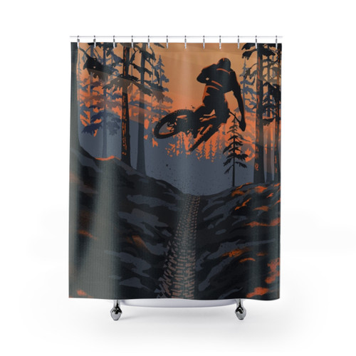 Retro Mountain Biking Shower Curtains