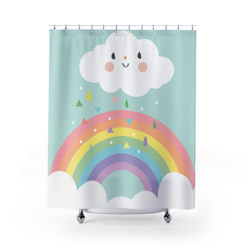 Pastel Rainbow Cloud Nursery Shower Curtain