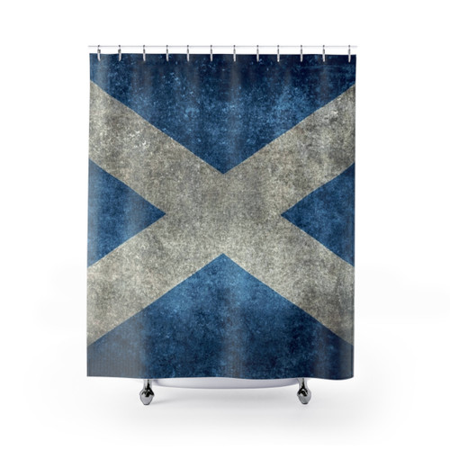 Scottish Flag Shower Curtains with Vintage Grunge Design