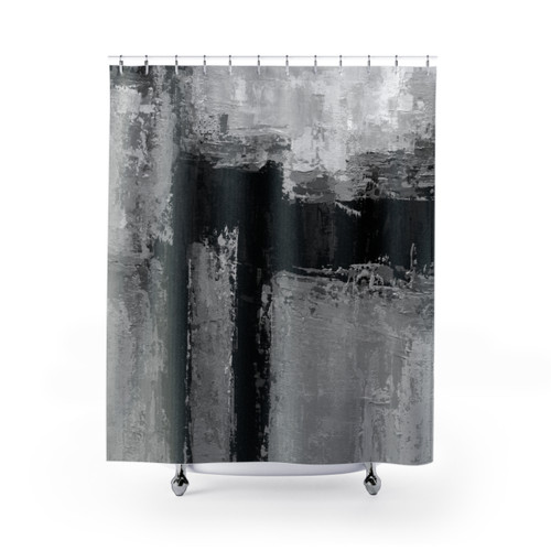 Gray & Black Abstract Shower Curtains