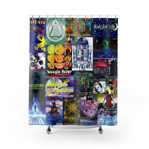 Retro 90s Rave Flyer Shower Curtain