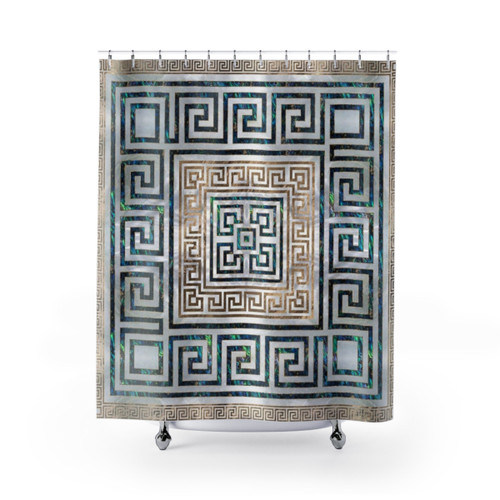 Greek Key Pattern Shower Curtains