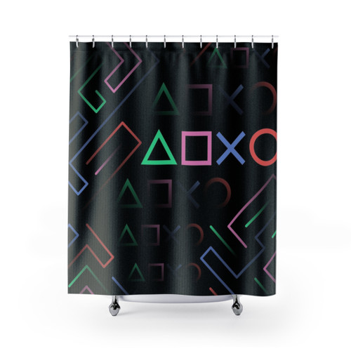 Digital Classic Gamer Icons Pop Art Shower Curtain