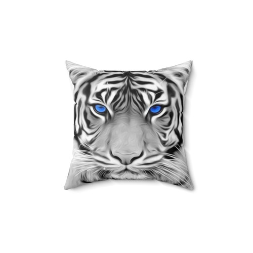 White Tiger with Blue Eyes Pillow