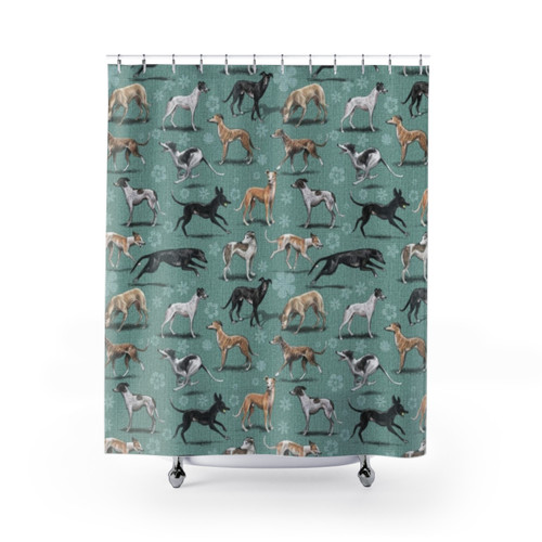 Greyhound Shower Curtain with Elegant Dog Breed Pattern