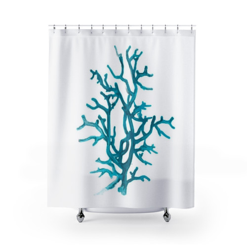 Aquamarine Coral Shower Curtain